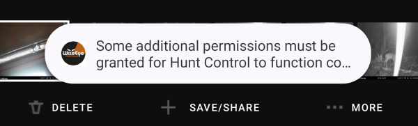Android app permissions error message